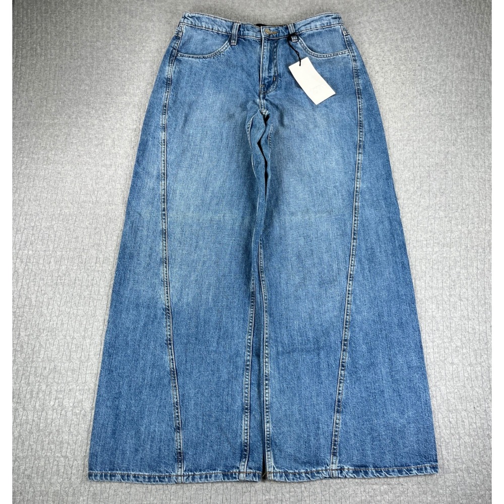 New Zara Baggy Wide Leg Jeans Women M 30x30 Blue High Waisted medium wash Y2K